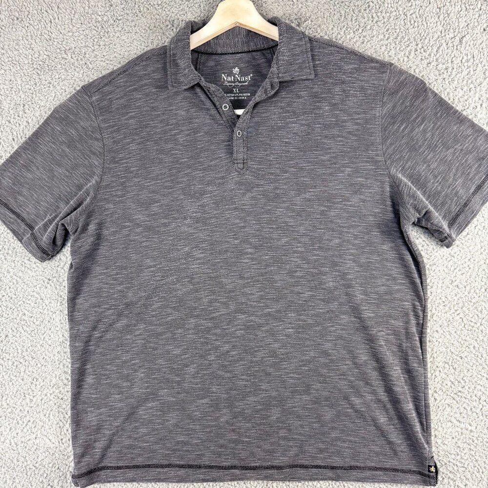 Nat Nast Shirt Mens XL Gray Golf‎ Polo Preppy Business Casual Outdoor Office